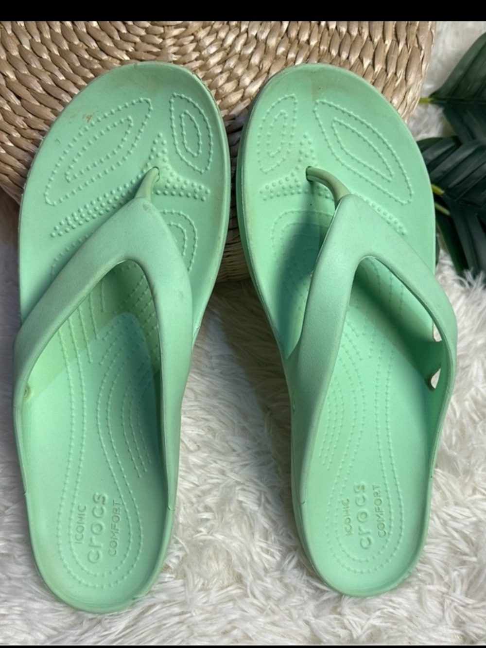 CROCS Light Mint Green Flip Sandals-11